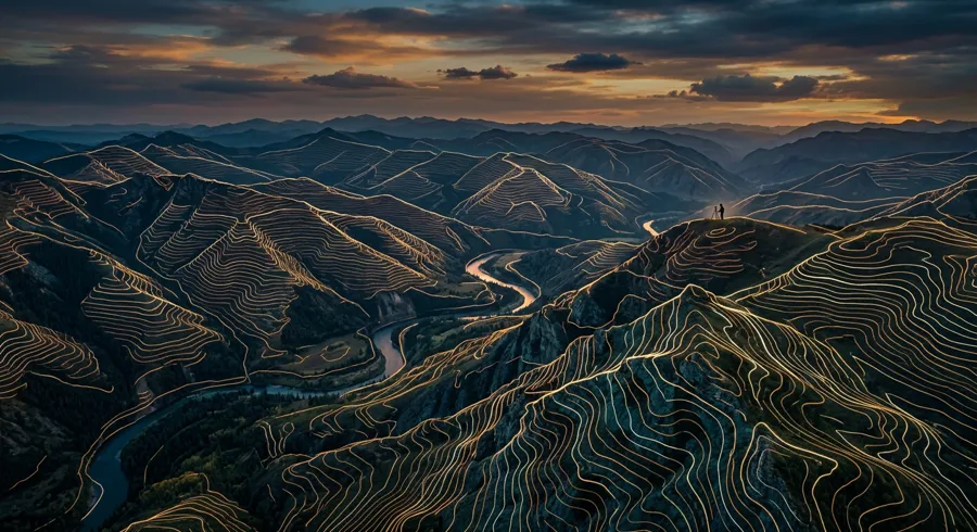 Stylized topographic map illustration